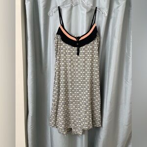 Volcom XS Black & Yellow Square Geometric Chemise Dress with Peach and Black Top